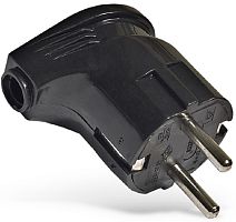 Вилка электрическая с заземлением угловая UNIVersal 16А черный  картинка 